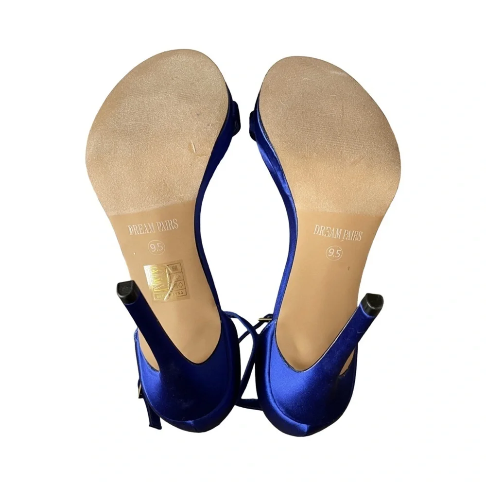 Dream Pairs Royal Blue Silky Bow Stiletto Heels Women’s Size 9.5